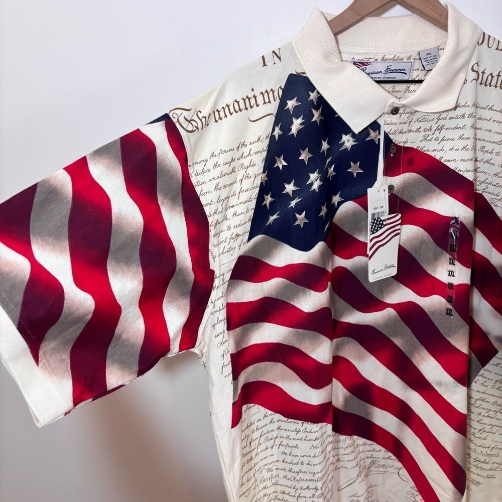 American Summer Declaration of Independence American Flag Polo NEW Size XXL - Picture 4 of 12